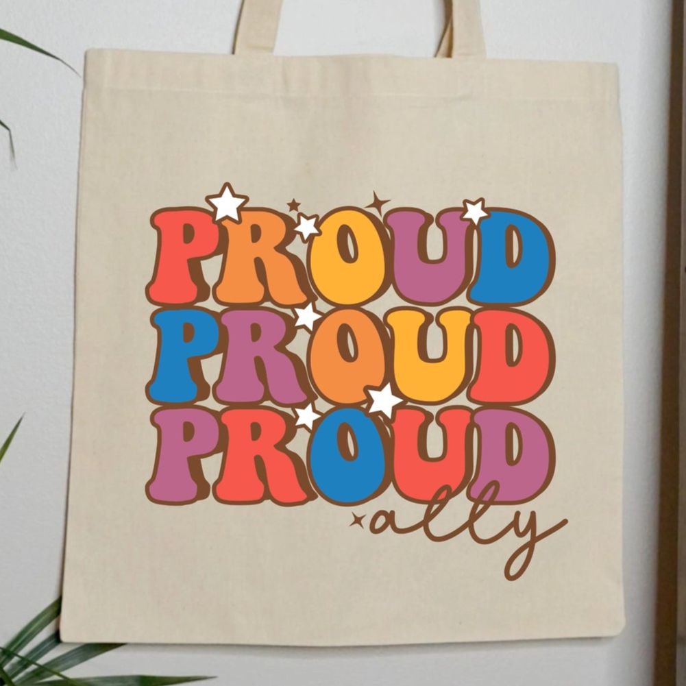 Proud Ally LGBTQ Pride Canvas Tote Bag