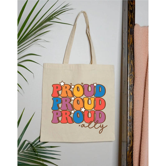 Proud Ally LGBTQ Pride Canvas Tote Bag