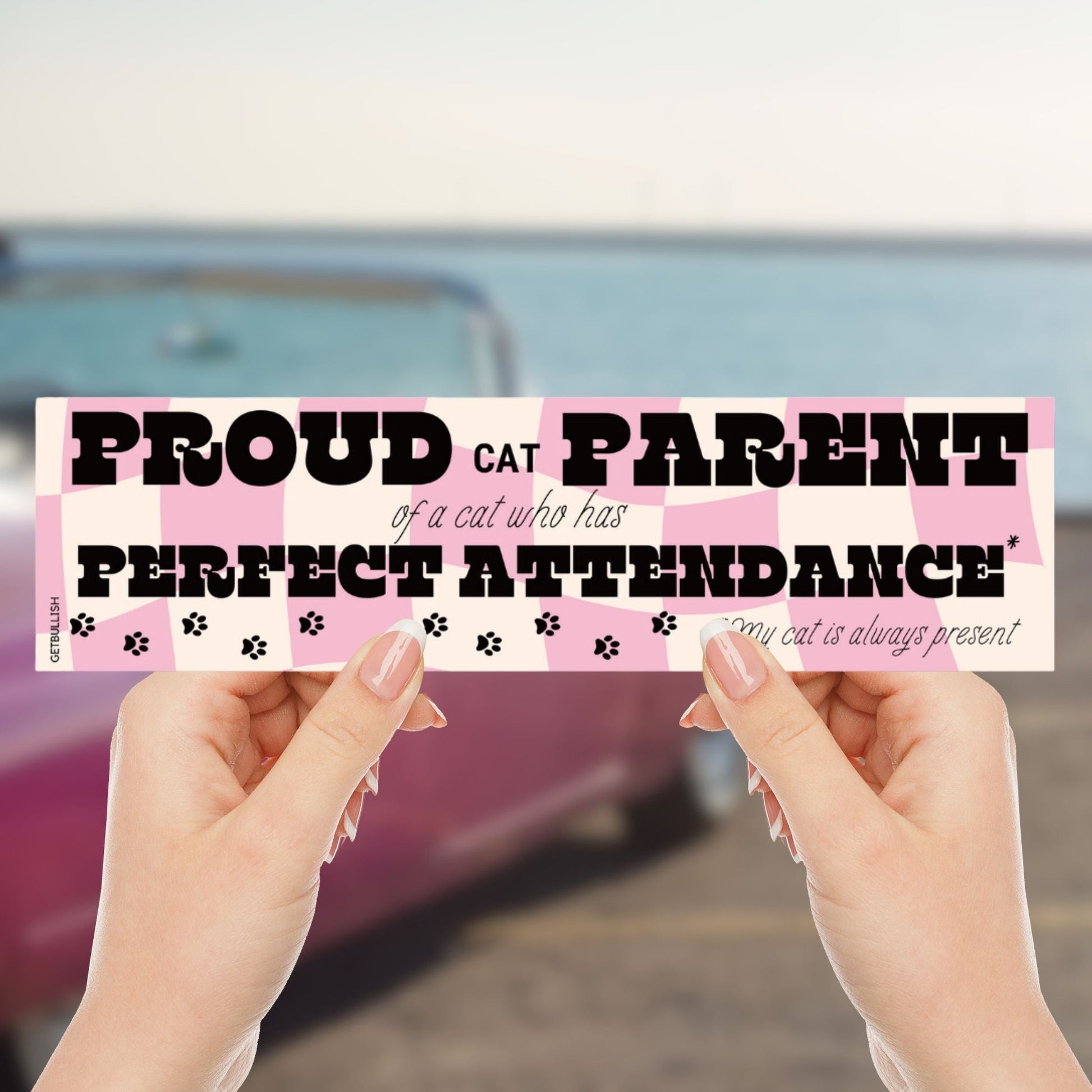 Proud Cat Parent of a Cat Who Has Perfect Attendance (My Cat Is Always Present) Bumper Sticker