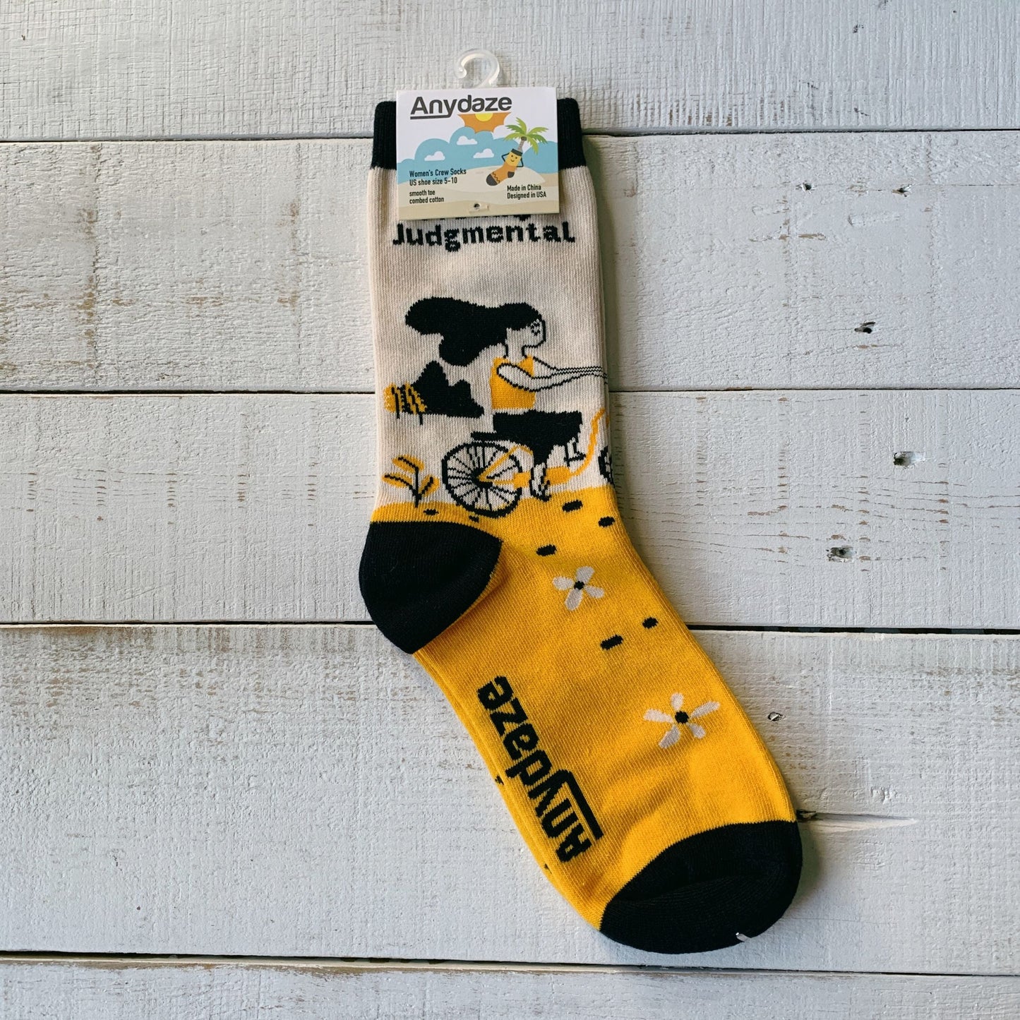 Proudly Judgmental Women's Crew Socks | Girl on a Bicycle