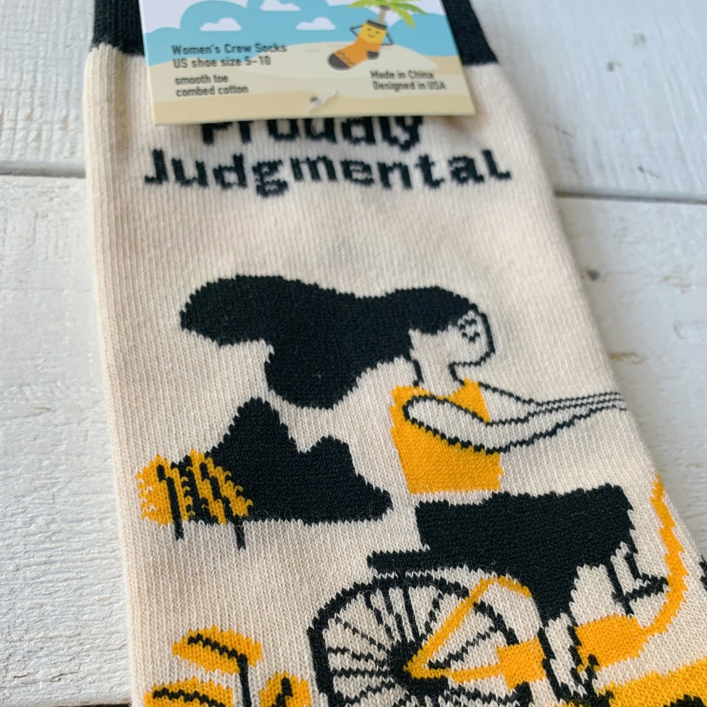 Proudly Judgmental Women's Crew Socks | Girl on a Bicycle
