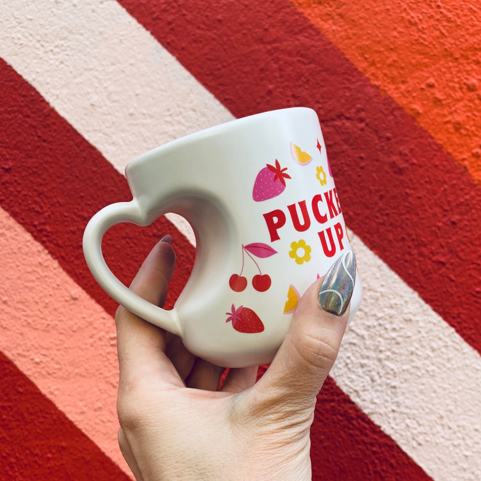 Pucker Up Heart Mug | Stoneware Tea Coffee Cup | 12oz