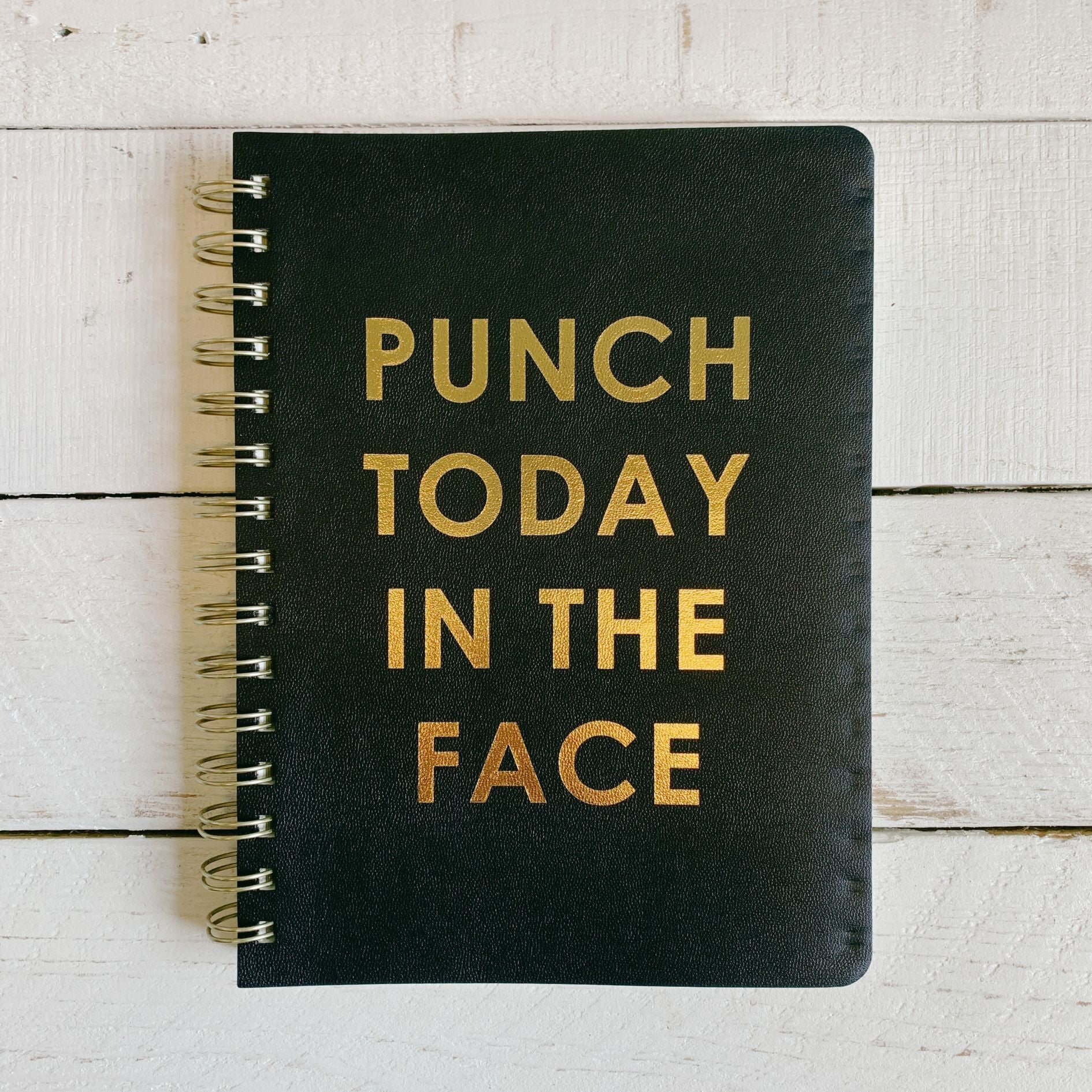 Punch Today In The Face Spiral Vegan Leather Journal | 192 Lined Pages Notebook | 6" x 8"