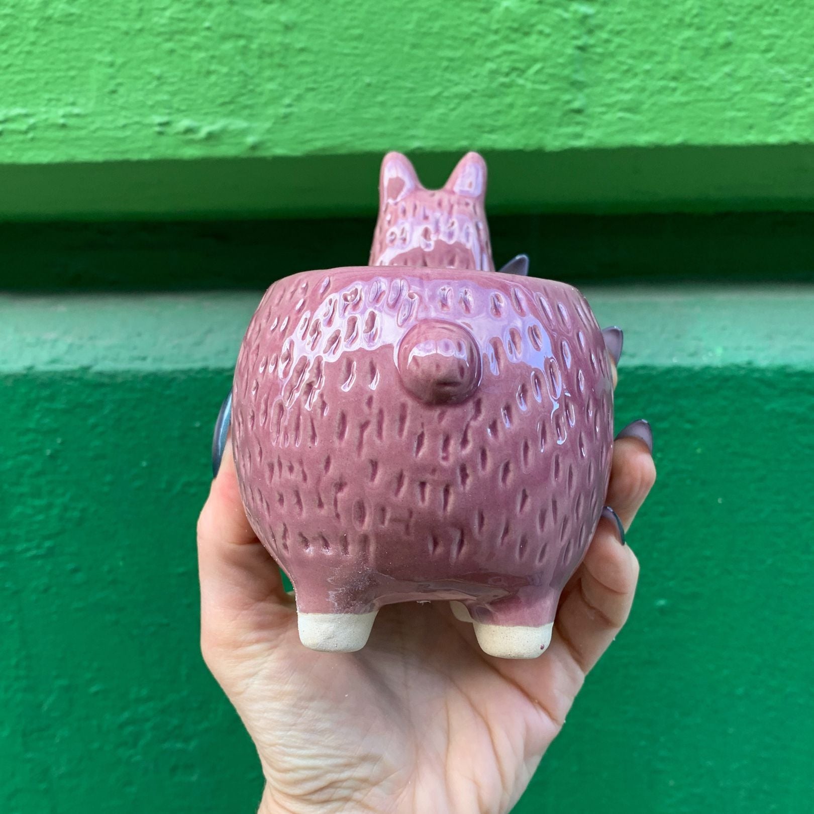 Purple Llama Pot | Alpaca Ceramic Planter Animal Shaped | 5" Tall