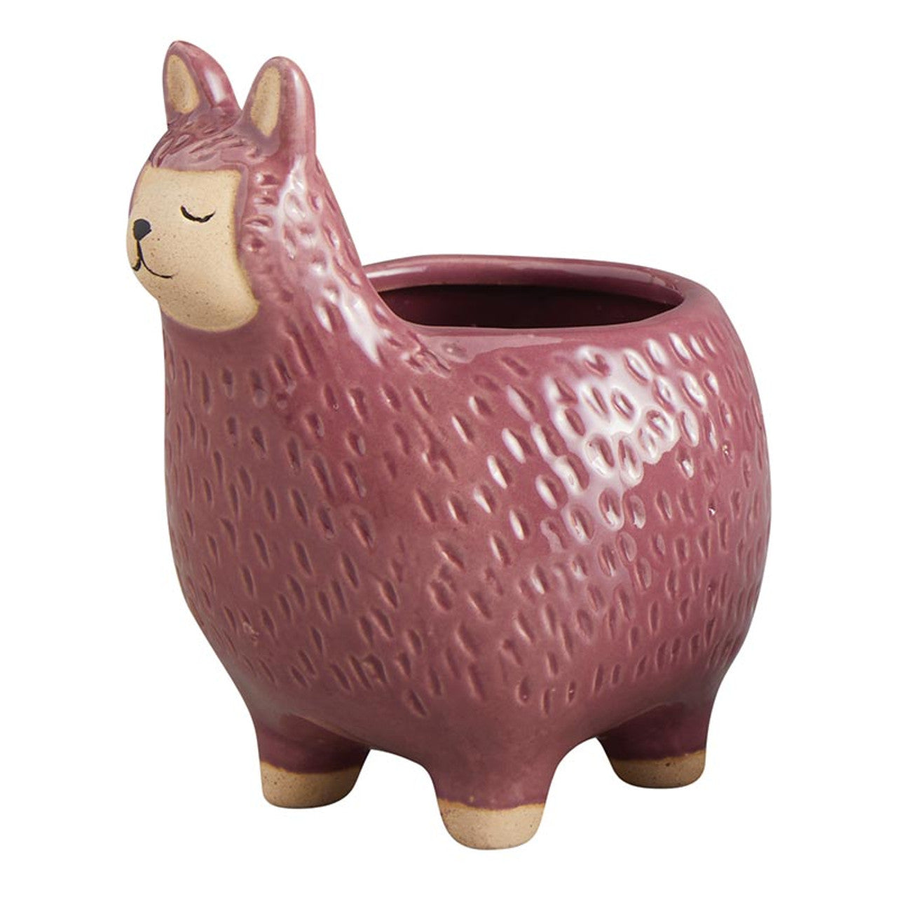 Purple Llama Pot | Alpaca Ceramic Planter Animal Shaped | 5" Tall