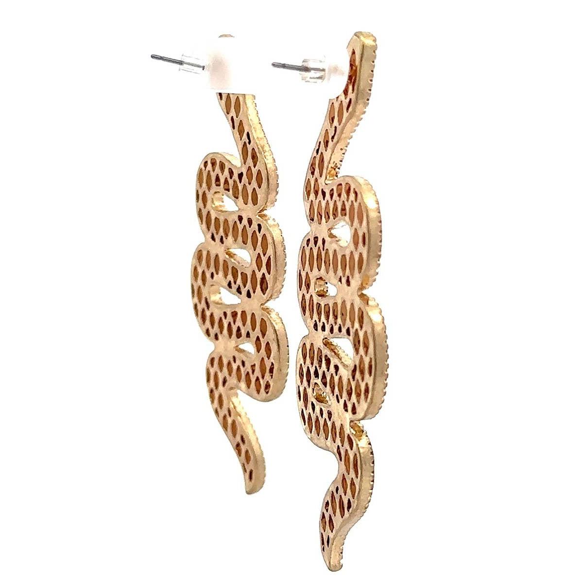 Purple Snake Statement Earrings in Deadly Violet