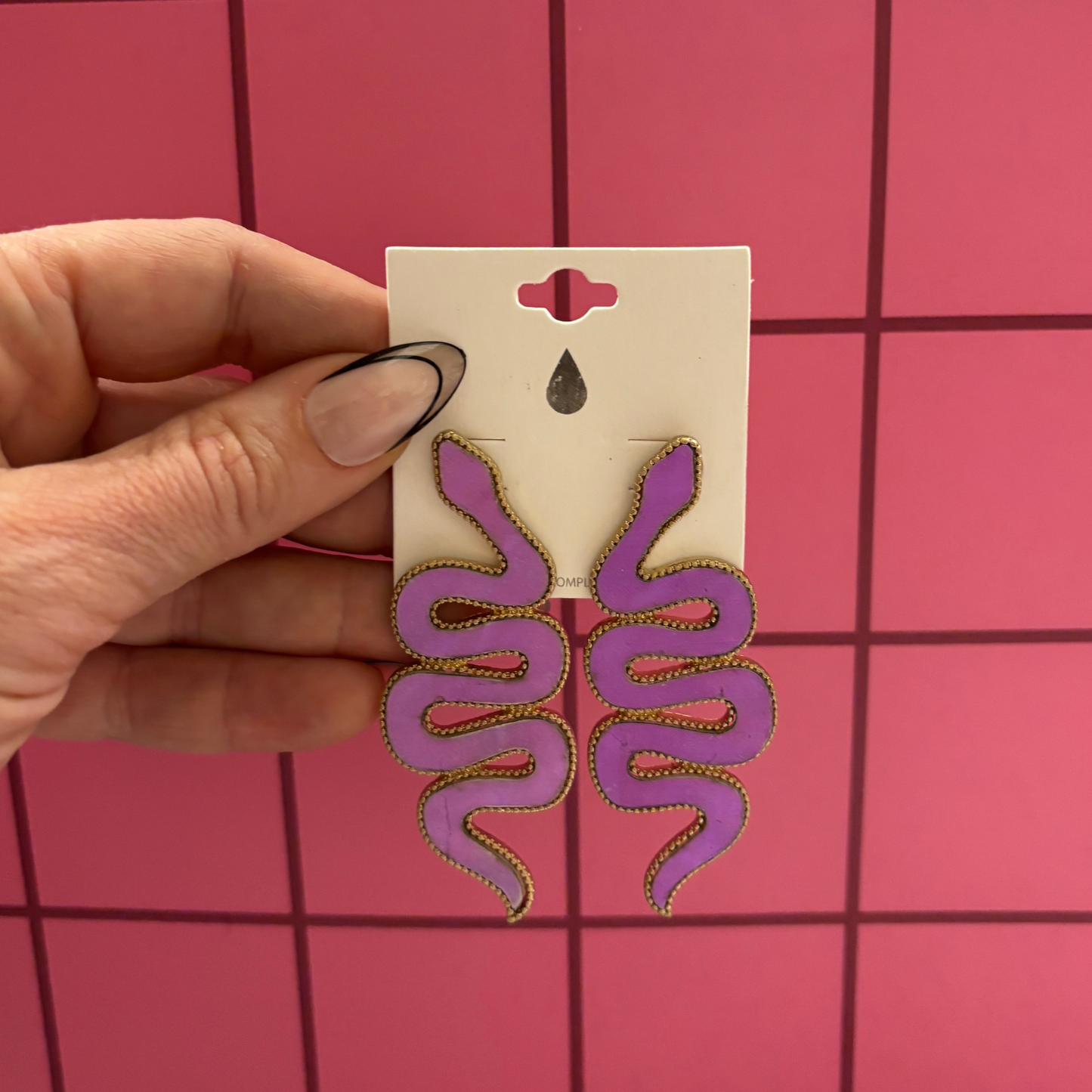 Purple Snake Statement Earrings in Deadly Violet