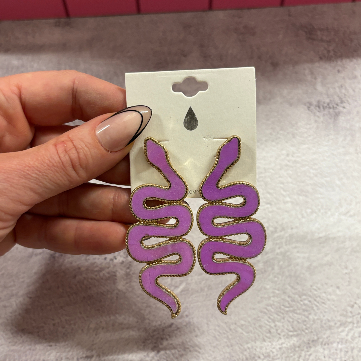 Purple Snake Statement Earrings in Deadly Violet