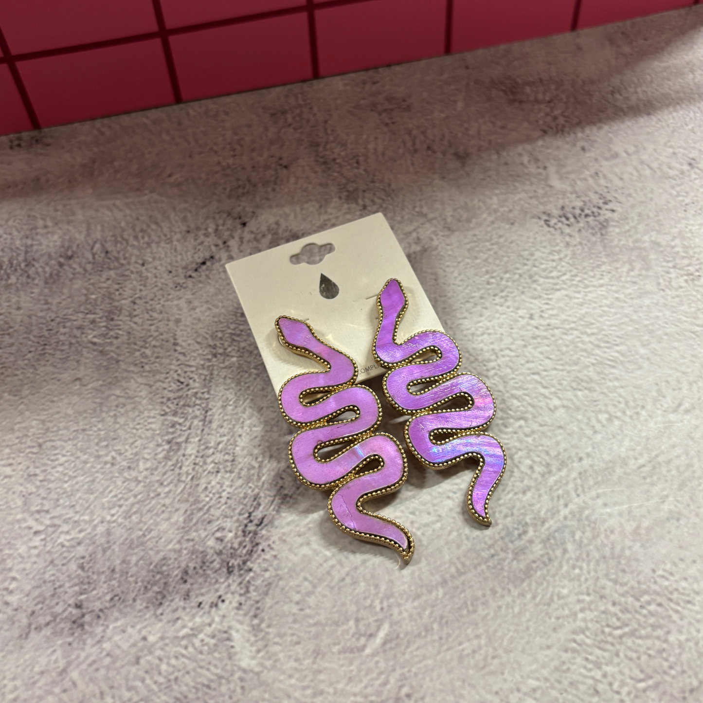 Purple Snake Statement Earrings in Deadly Violet