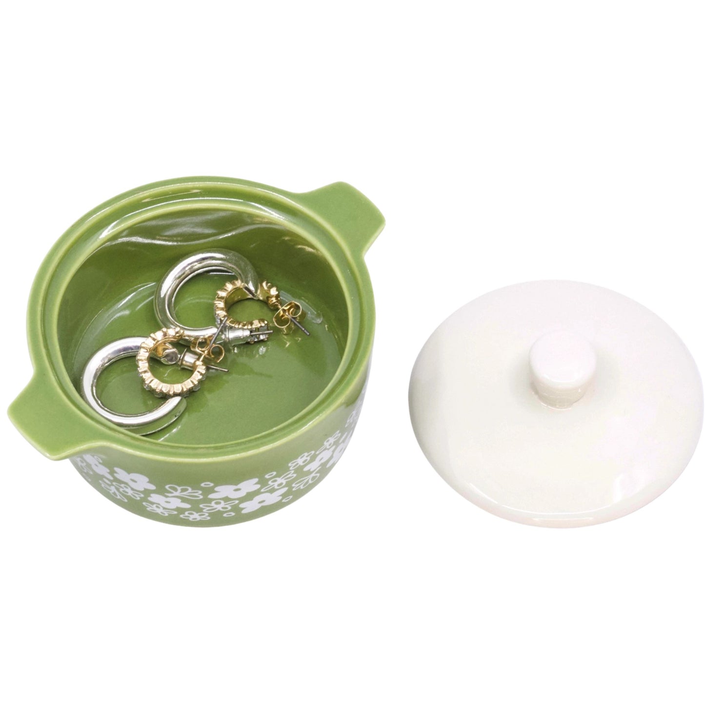 Pyrex-Inspired Casserole Ceramic Trinket Box | Retro Vintage Kitchen Keepsake