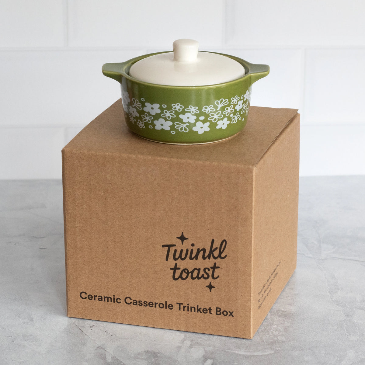 Pyrex-Inspired Casserole Ceramic Trinket Box | Retro Vintage Kitchen Keepsake-Twinkltoast-The Bullish Store