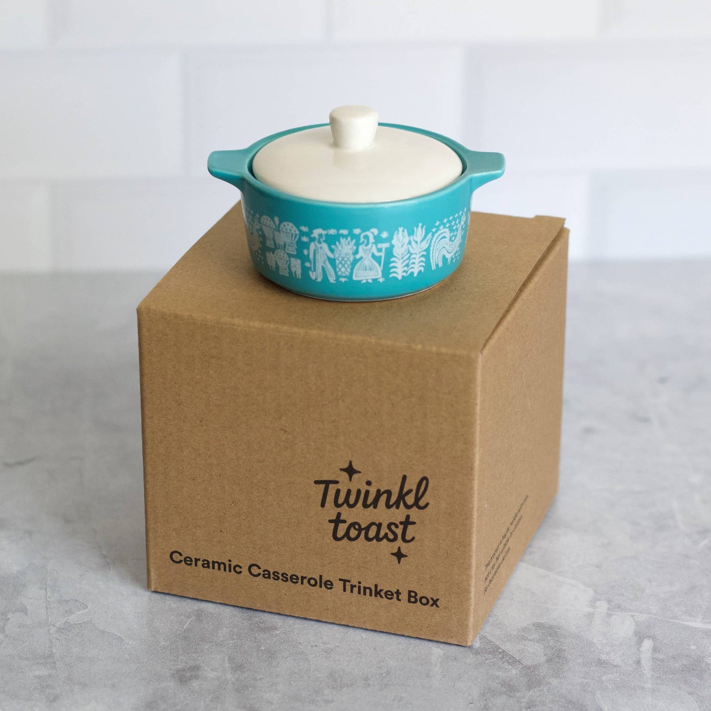 Pyrex-Inspired Casserole Ceramic Trinket Box | Retro Vintage Kitchen Keepsake-Twinkltoast-The Bullish Store