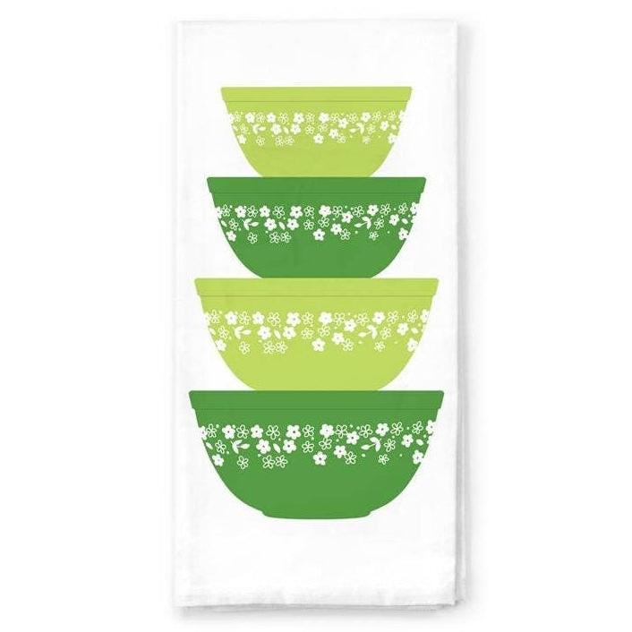 Pyrex-Inspired Cotton Tea Towel | Retro Vintage Kitchen Dish Towel Gift
