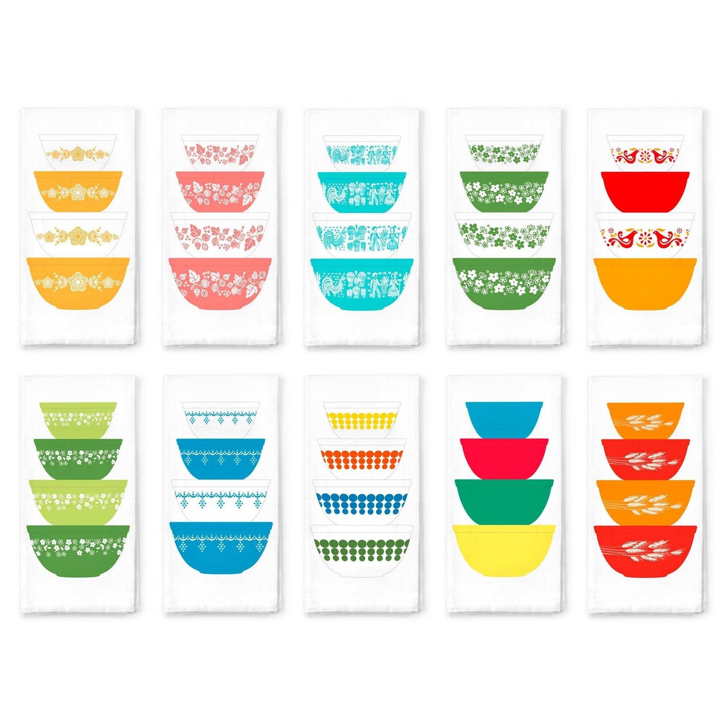 Pyrex-Inspired Cotton Tea Towel | Retro Vintage Kitchen Dish Towel Gift