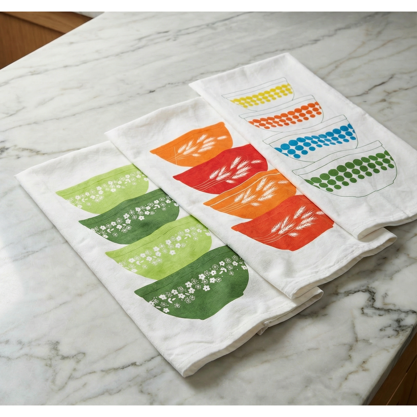 Pyrex-Inspired Cotton Tea Towel | Retro Vintage Kitchen Dish Towel Gift