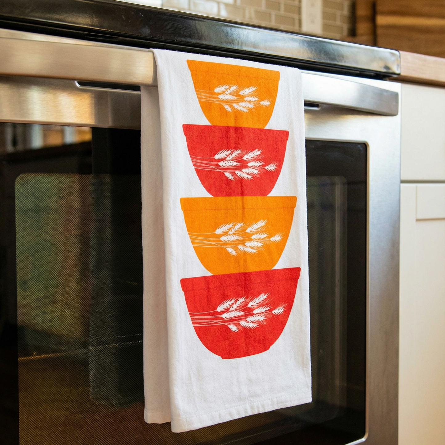 Pyrex-Inspired Cotton Tea Towel | Retro Vintage Kitchen Dish Towel Gift