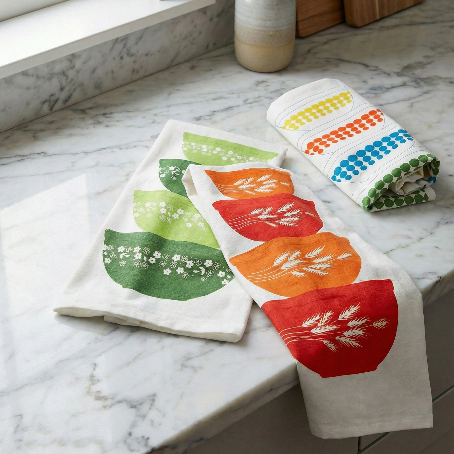 Pyrex-Inspired Cotton Tea Towel | Retro Vintage Kitchen Dish Towel Gift