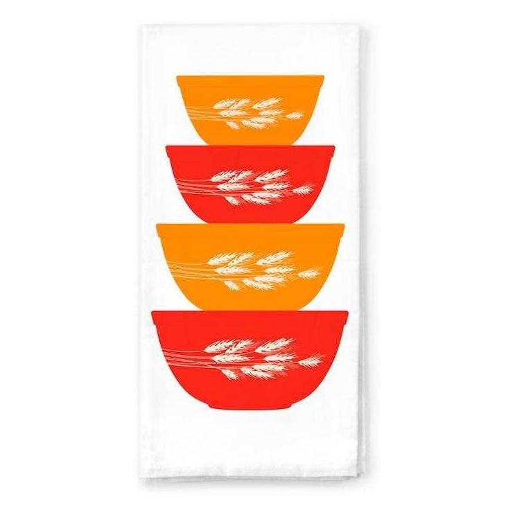 Pyrex-Inspired Cotton Tea Towel | Retro Vintage Kitchen Dish Towel Gift