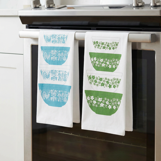 Pyrex-Inspired Cotton Tea Towel | Retro Vintage Kitchen Dish Towel Gift
