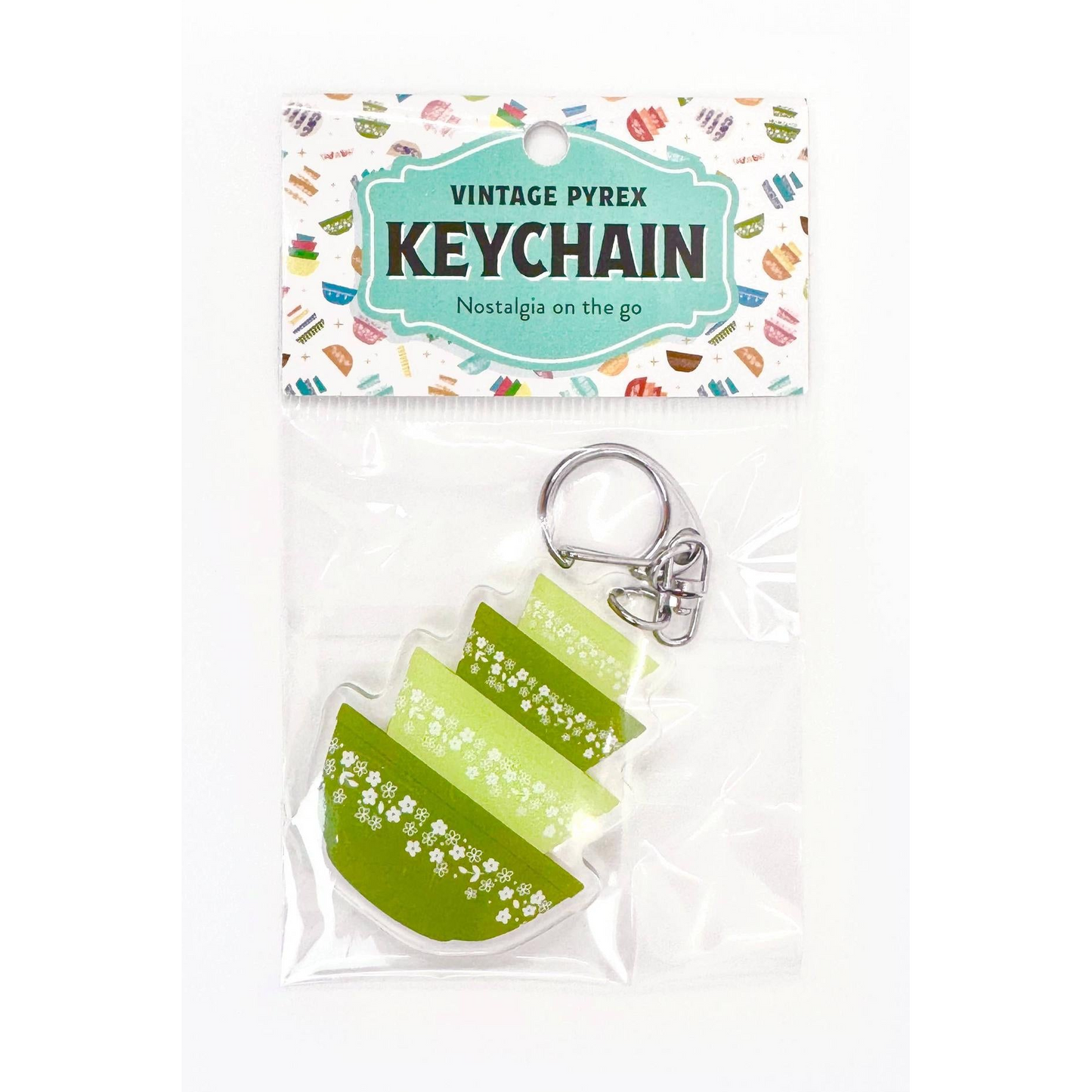 Pyrex-Inspired Mixing Bowl Keychain | Retro Acrylic Keyring for Collectors