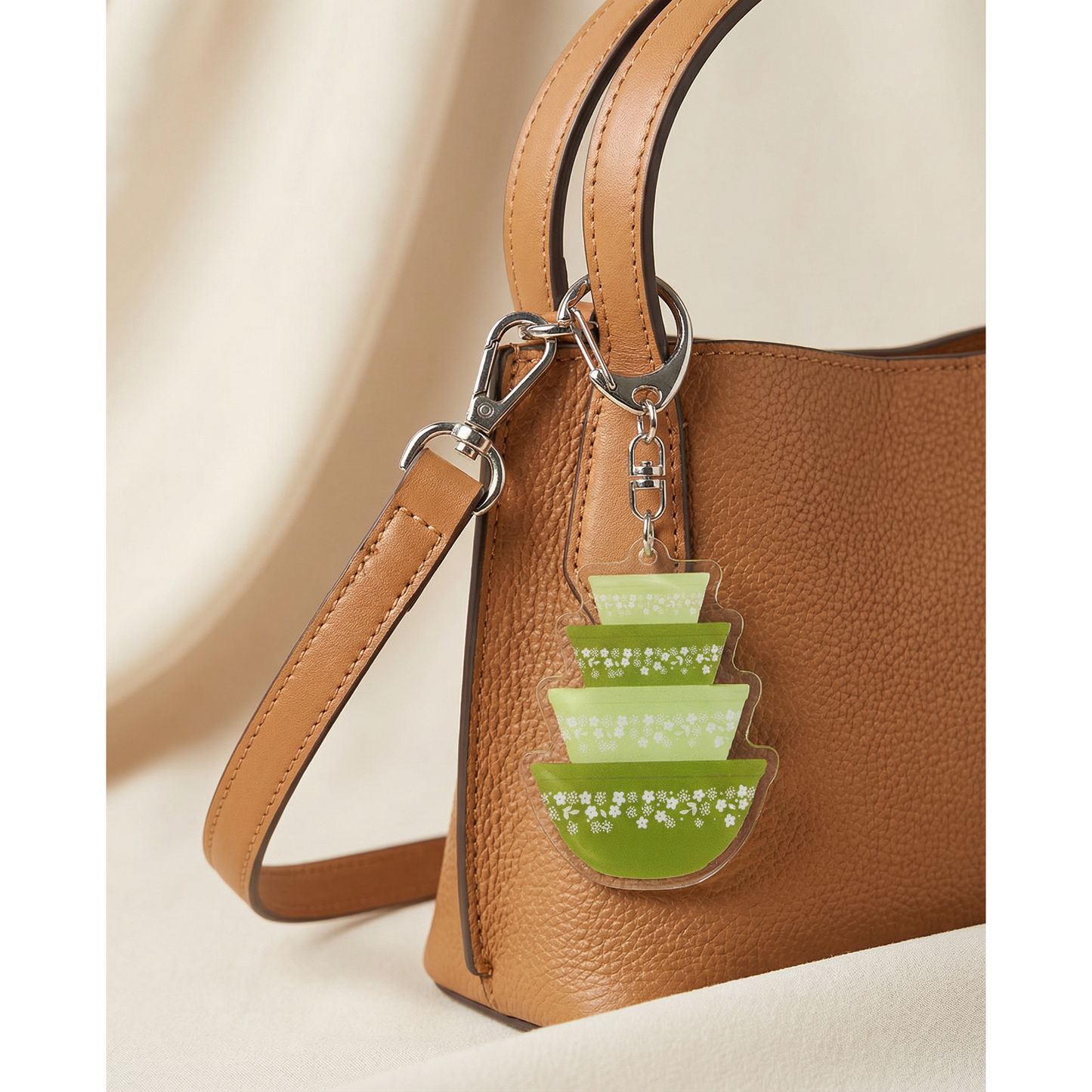 Pyrex-Inspired Mixing Bowl Keychain | Retro Acrylic Keyring for Collectors