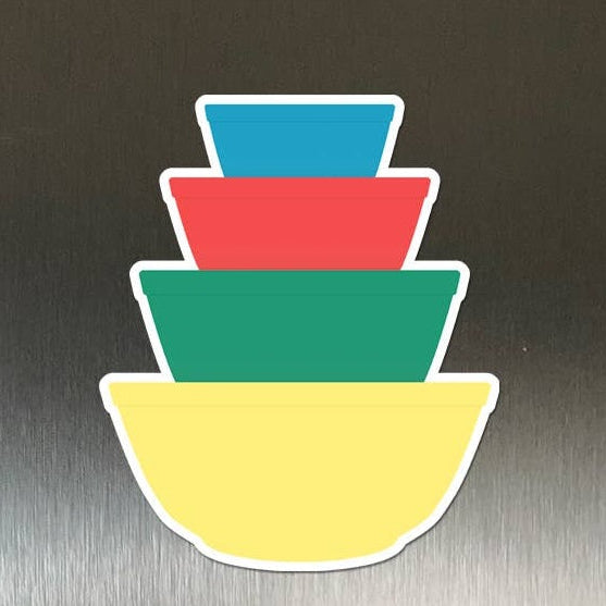 Pyrex-Inspired Mixing Bowl Stack Magnet | Retro Vintage Fridge Magnet