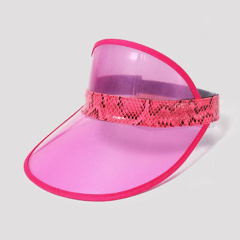 Python Trim Visor | Semi Transparent Plastic Sun Visor with Elastic Band (Black, Pink or Green)