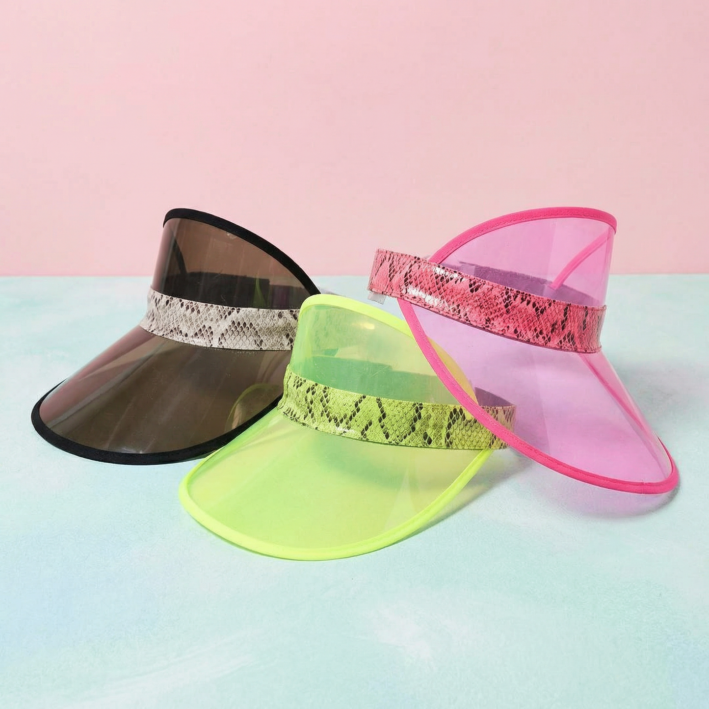 Python Trim Visor | Semi Transparent Plastic Sun Visor with Elastic Band (Black, Pink or Green)