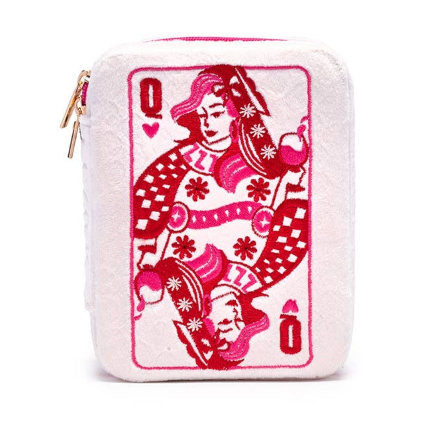 Small pouch with a Queen of Hearts design on a white background
