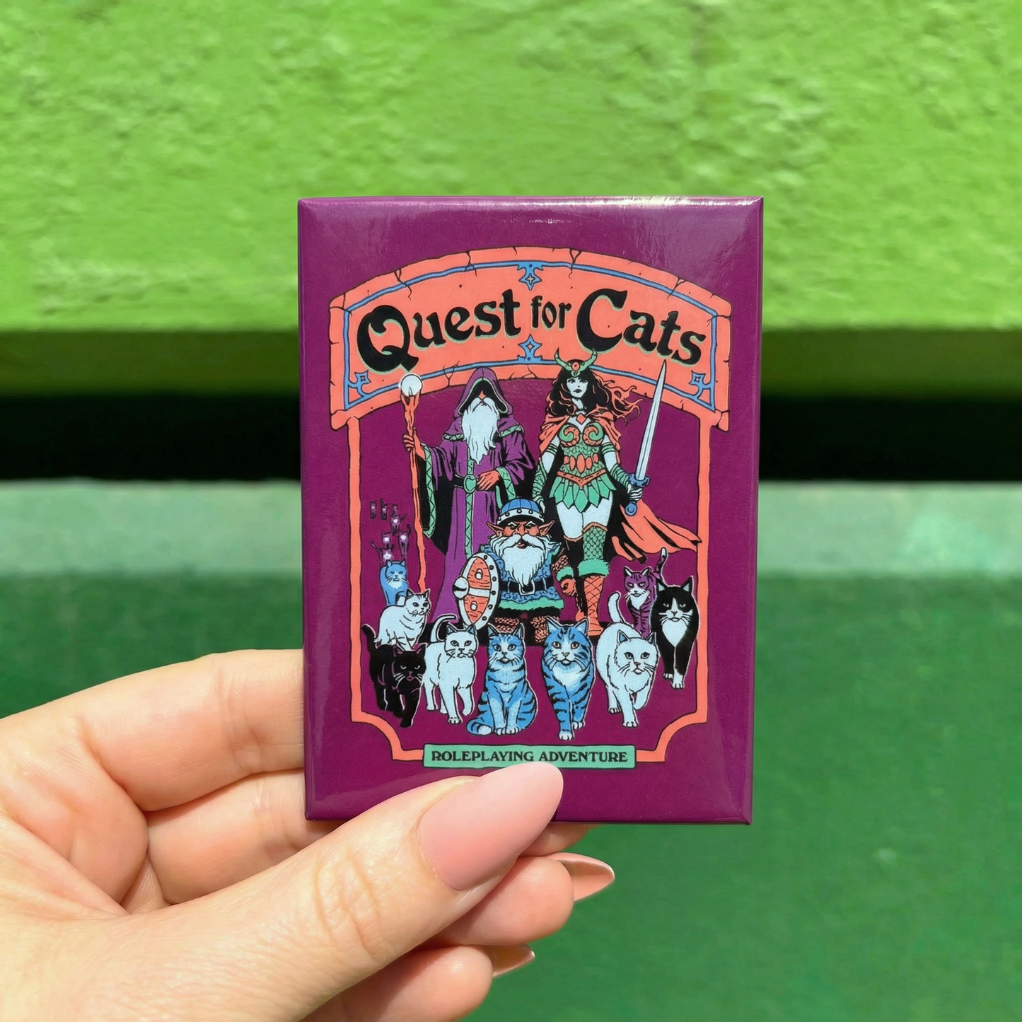 Quest for Cats Rectangular Refrigerator Magnet | Magnetic Surface Decor Art by Steven Rhodes | 2.5" X 3.5"