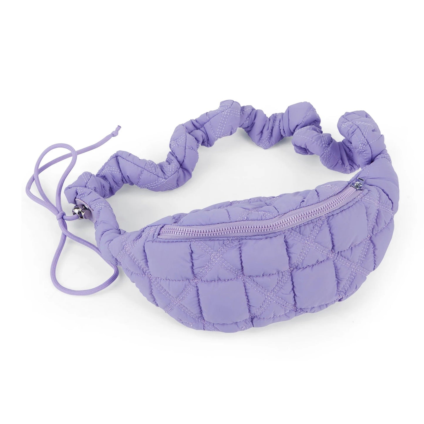 Quilted Puffer Crossbody Bag Purple | Adjustable Fanny Pack