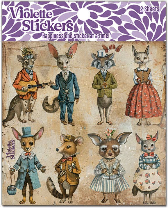 Quirky Animal Stickers | 4" x 4" Stickers | 2 Sheets