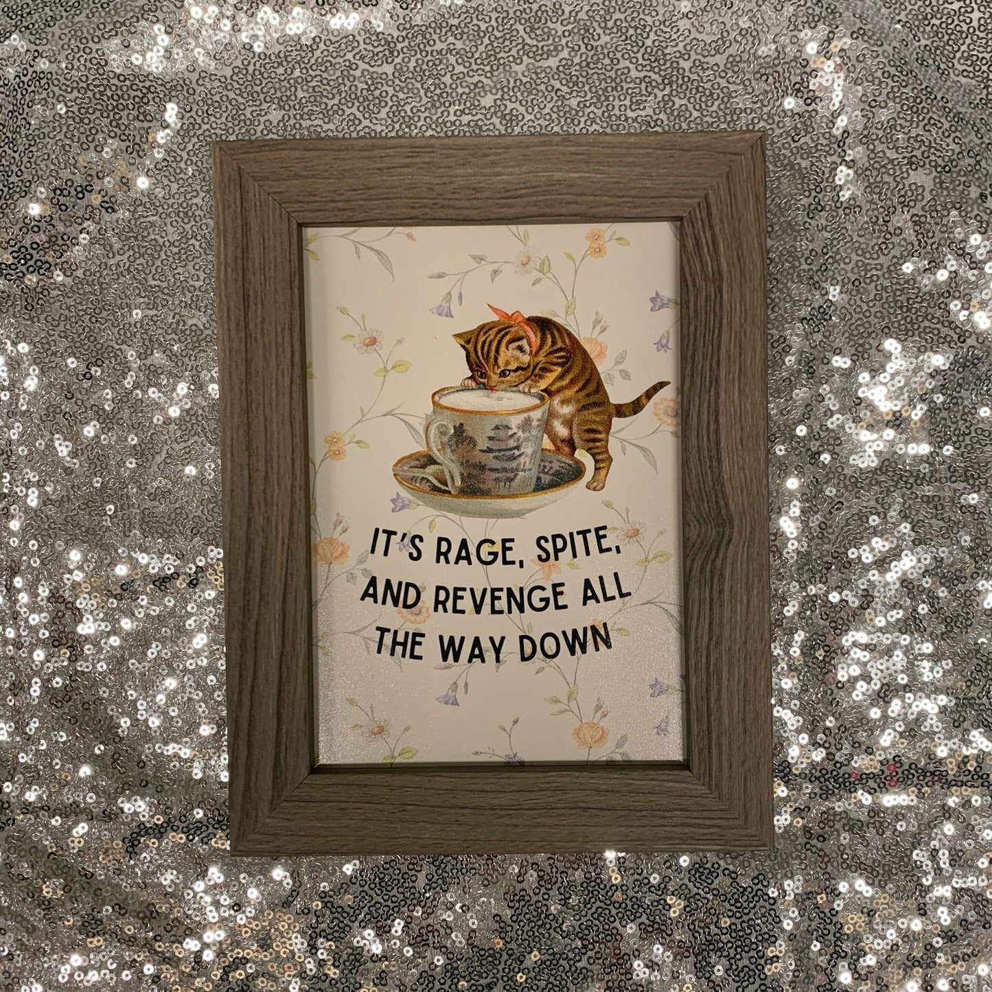 Rage Spite Revenge Vintage Cat Framed Wall Art | GetBullish Original Quote Sign