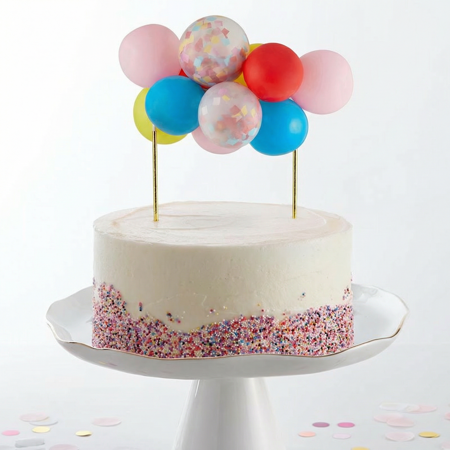 Rainbow Balloon Cake Topper | Mini Confetti Balloon Cake Decoration