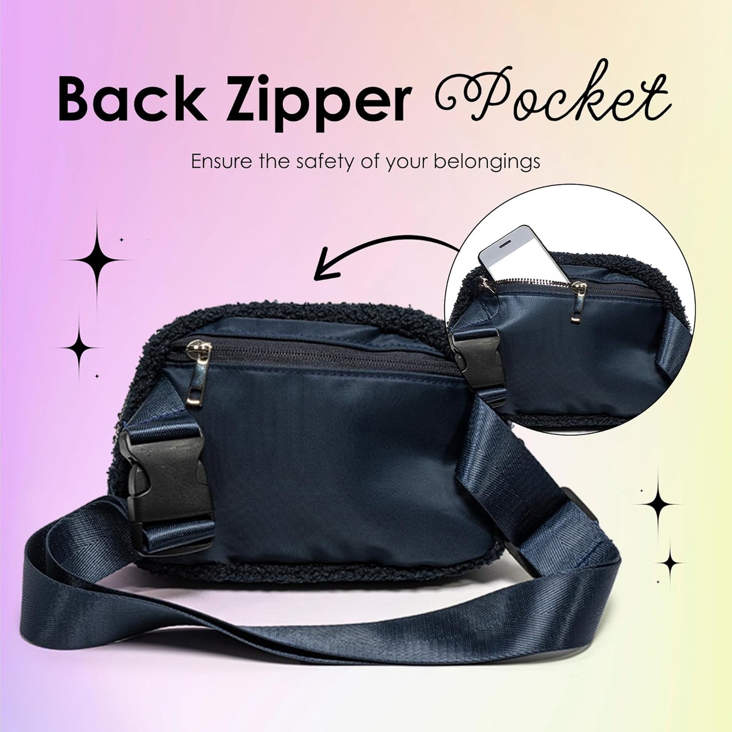 Rainbow Checkered Adjustable Belt Bag in White | Multicolor Plaid Pattern Waist Bag
