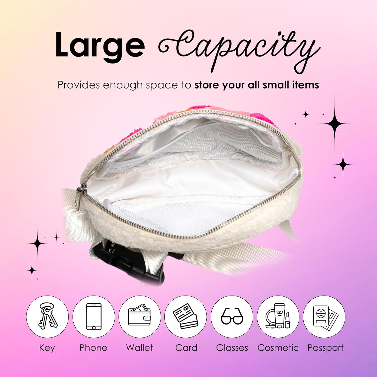 Rainbow Checkered Adjustable Belt Bag in White | Multicolor Plaid Pattern Waist Bag