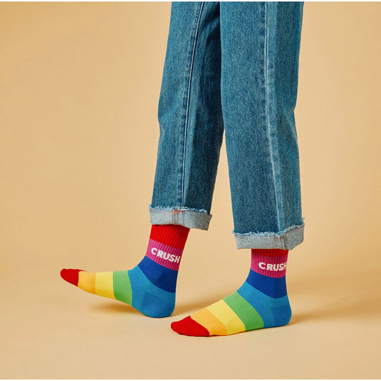 Rainbow Crush Women's Crew Socks [2 Color Shade Options] Size 5-10