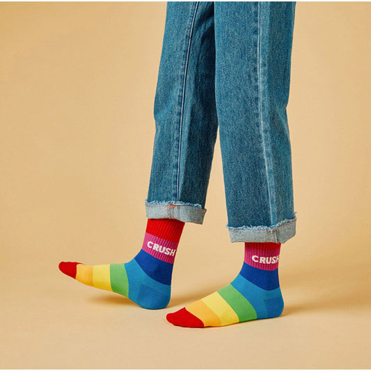 Rainbow Crush Women's Crew Socks [2 Color Shade Options] Size 5-10