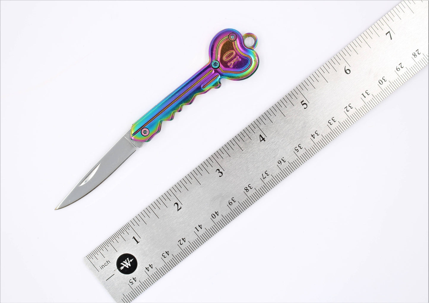 Rainbow Knife Keychain | 'OK' Utility Pocketknife | 2" Blade
