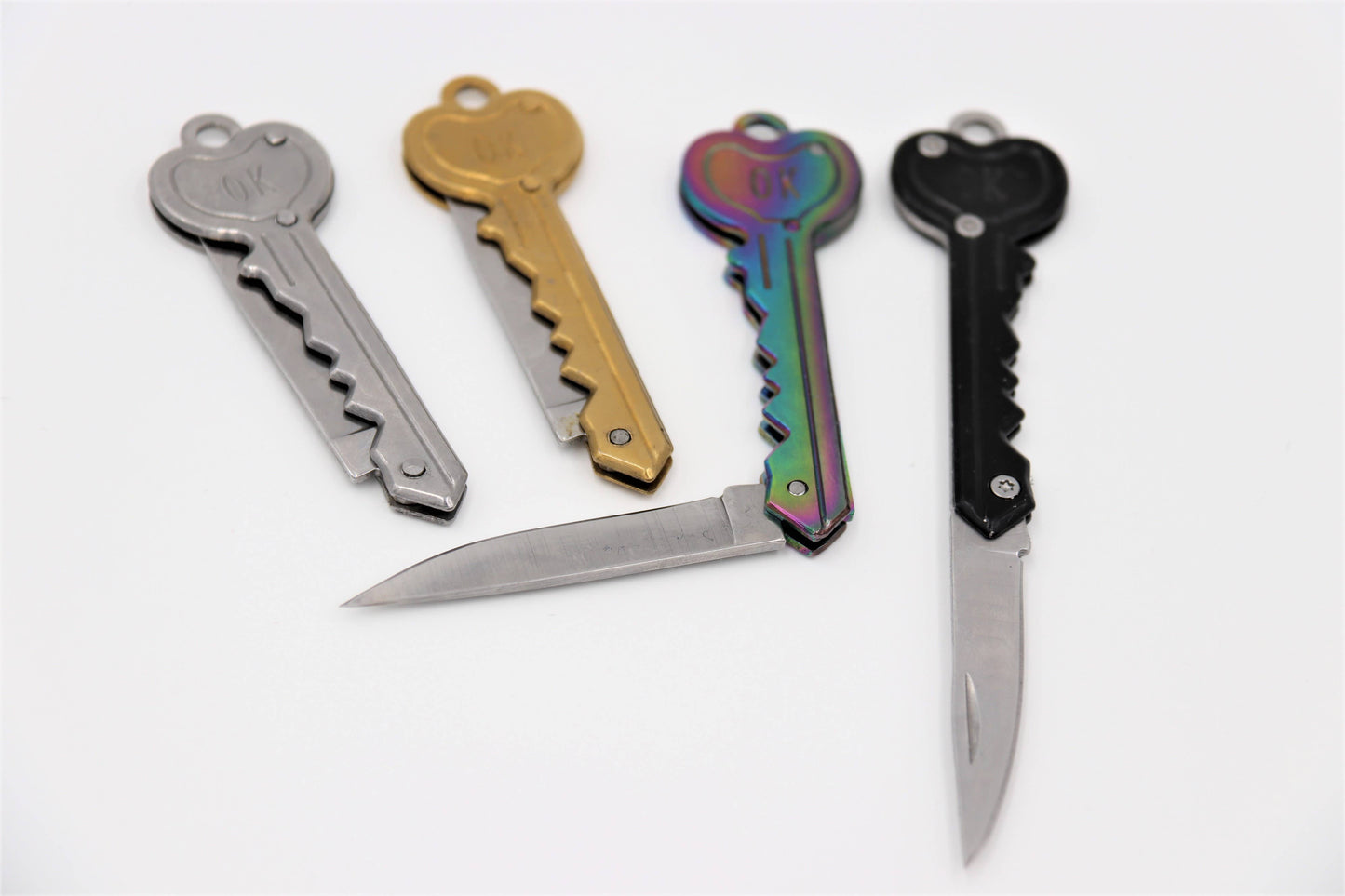Rainbow Knife Keychain | 'OK' Utility Pocketknife | 2" Blade
