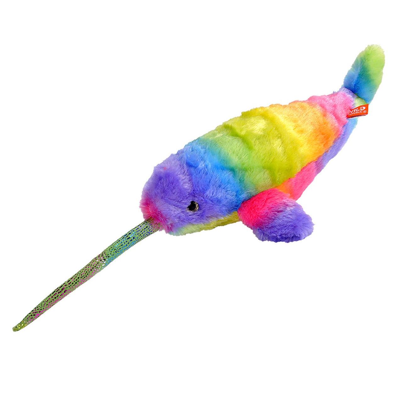Rainbow Narwhal Stuffed Animal 12" | Rainbowkins Narwhal by Wild Republic