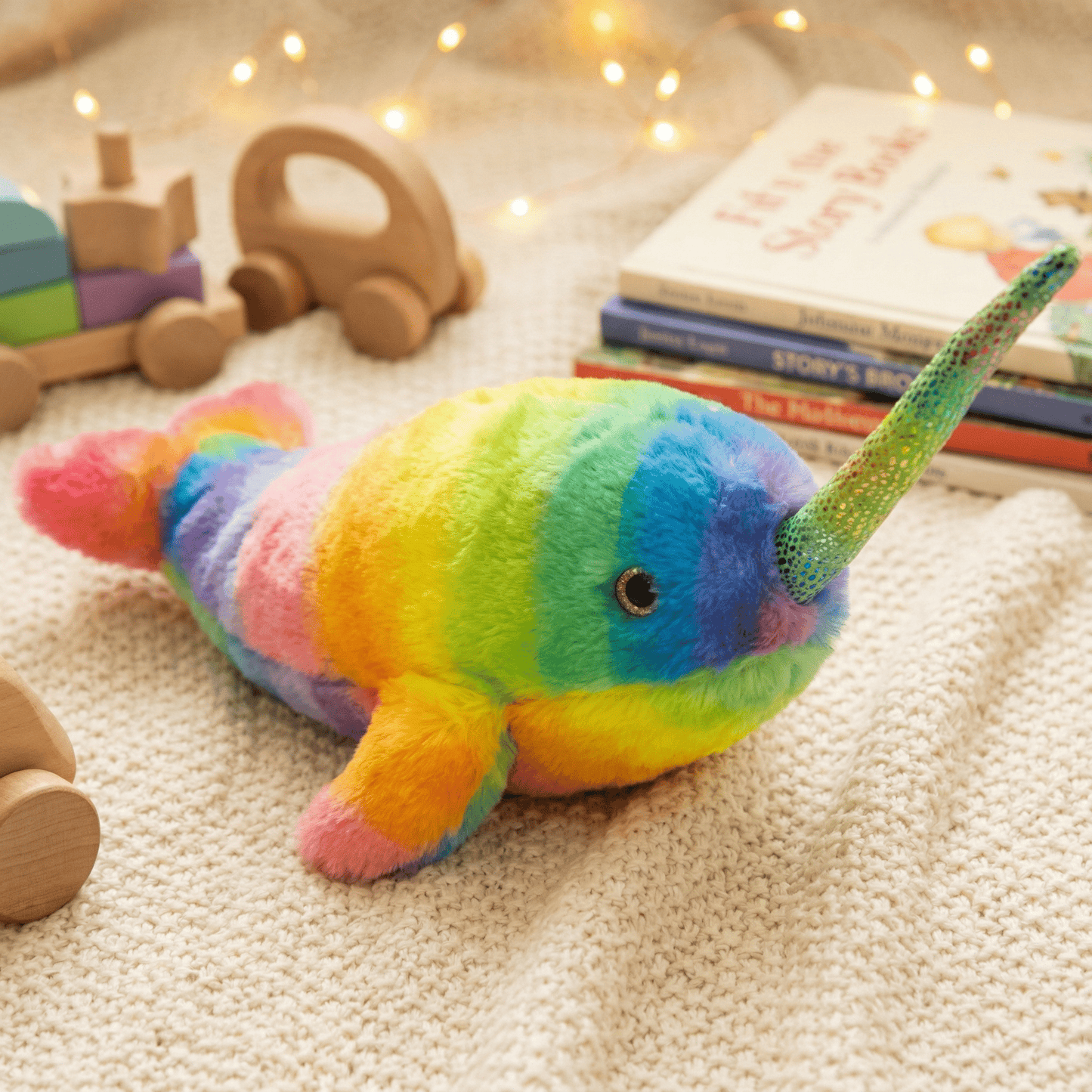 Rainbow Narwhal Stuffed Animal 12" | Rainbowkins Narwhal by Wild Republic