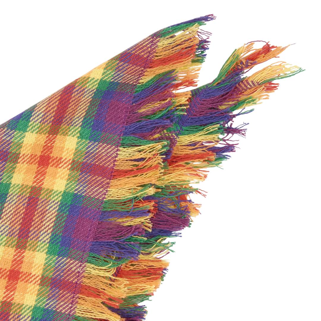 Rainbow Plaid Pet Bandana Set | Pride Dog Bandanas | Rainbow Paw & Plaid Cotton Pet Scarf Set