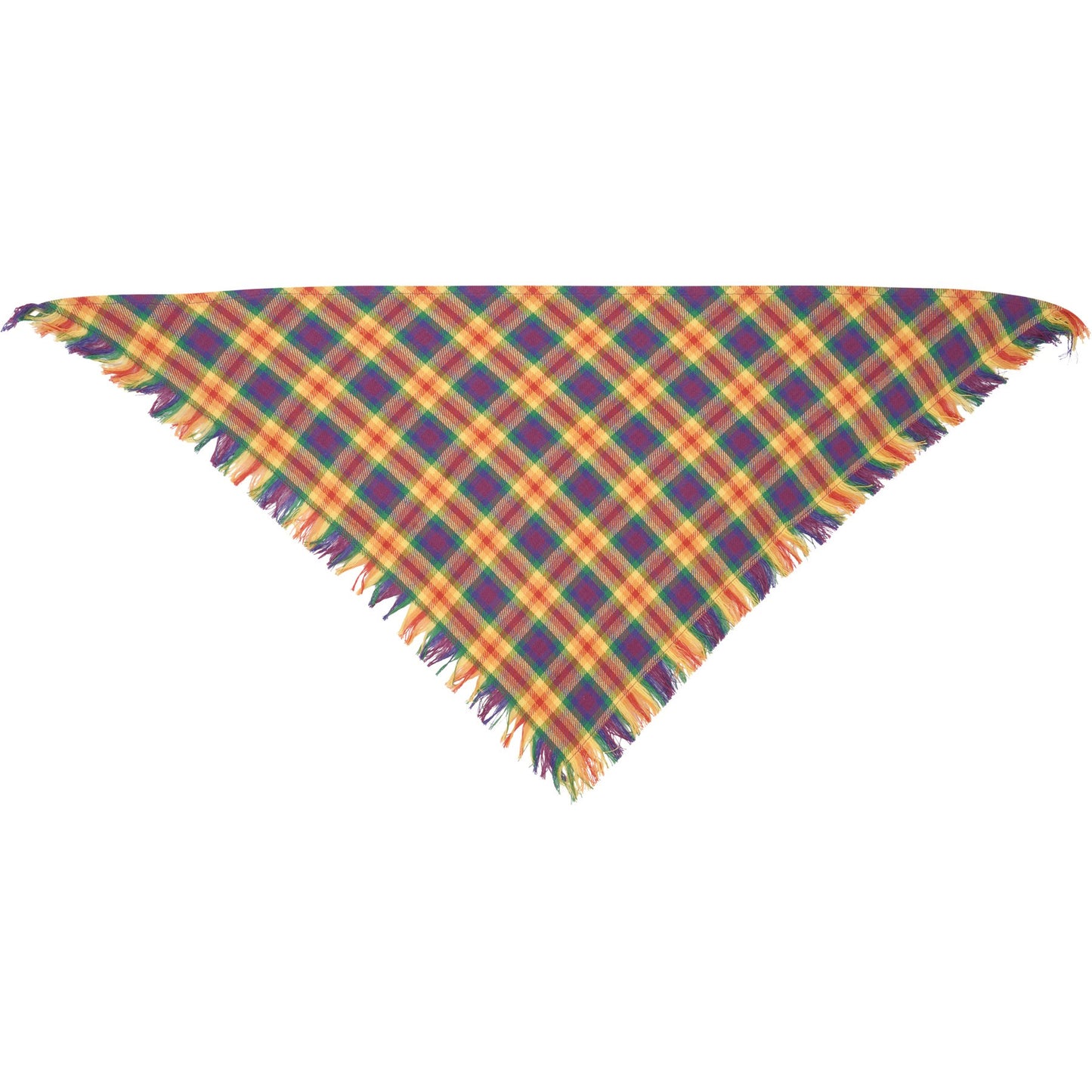 Rainbow Plaid Pet Bandana Set | Pride Dog Bandanas | Rainbow Paw & Plaid Cotton Pet Scarf Set