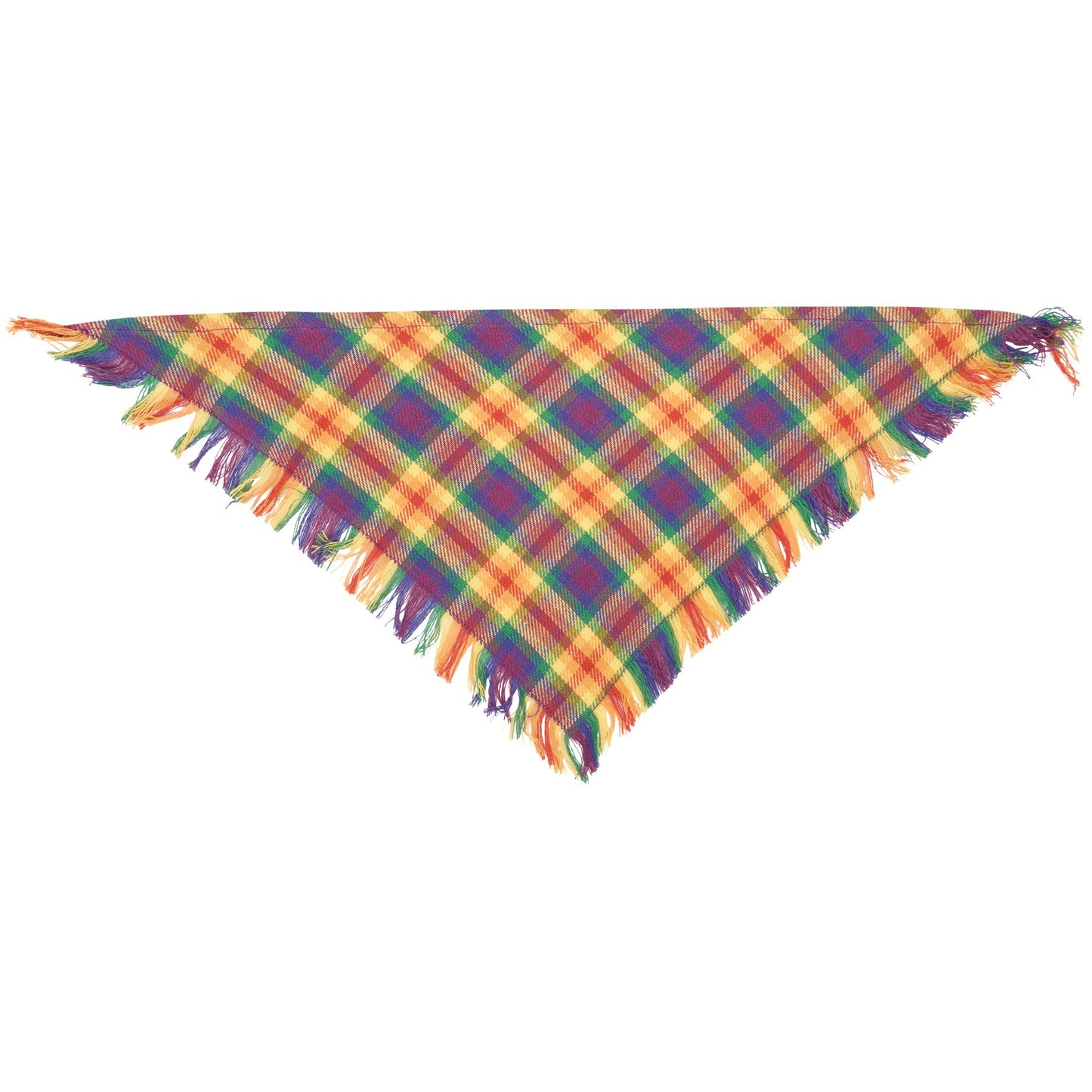 Rainbow Plaid Pet Bandana Set | Pride Dog Bandanas | Rainbow Paw & Plaid Cotton Pet Scarf Set