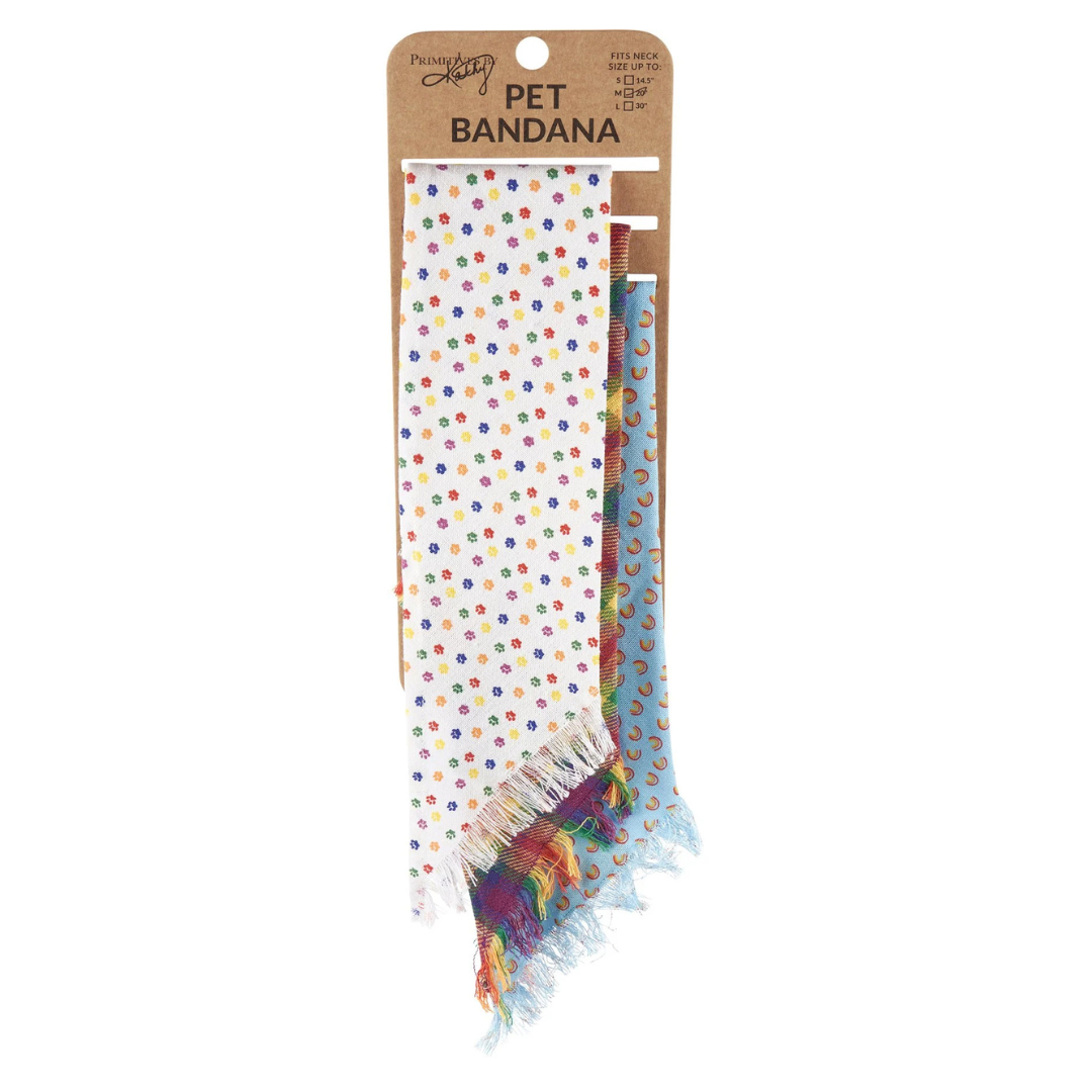 Rainbow Plaid Pet Bandana Set of 3 | Pride Dog Bandanas