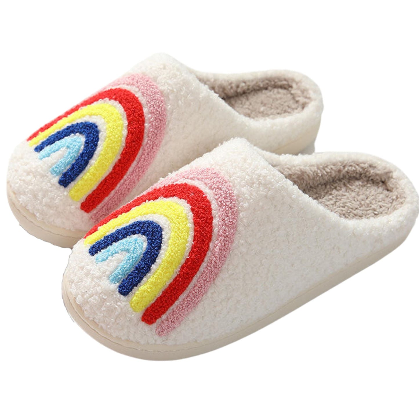 Rainbow Plush Cozy Women's Slippers | Giftable Slip-On Mules House Shoes