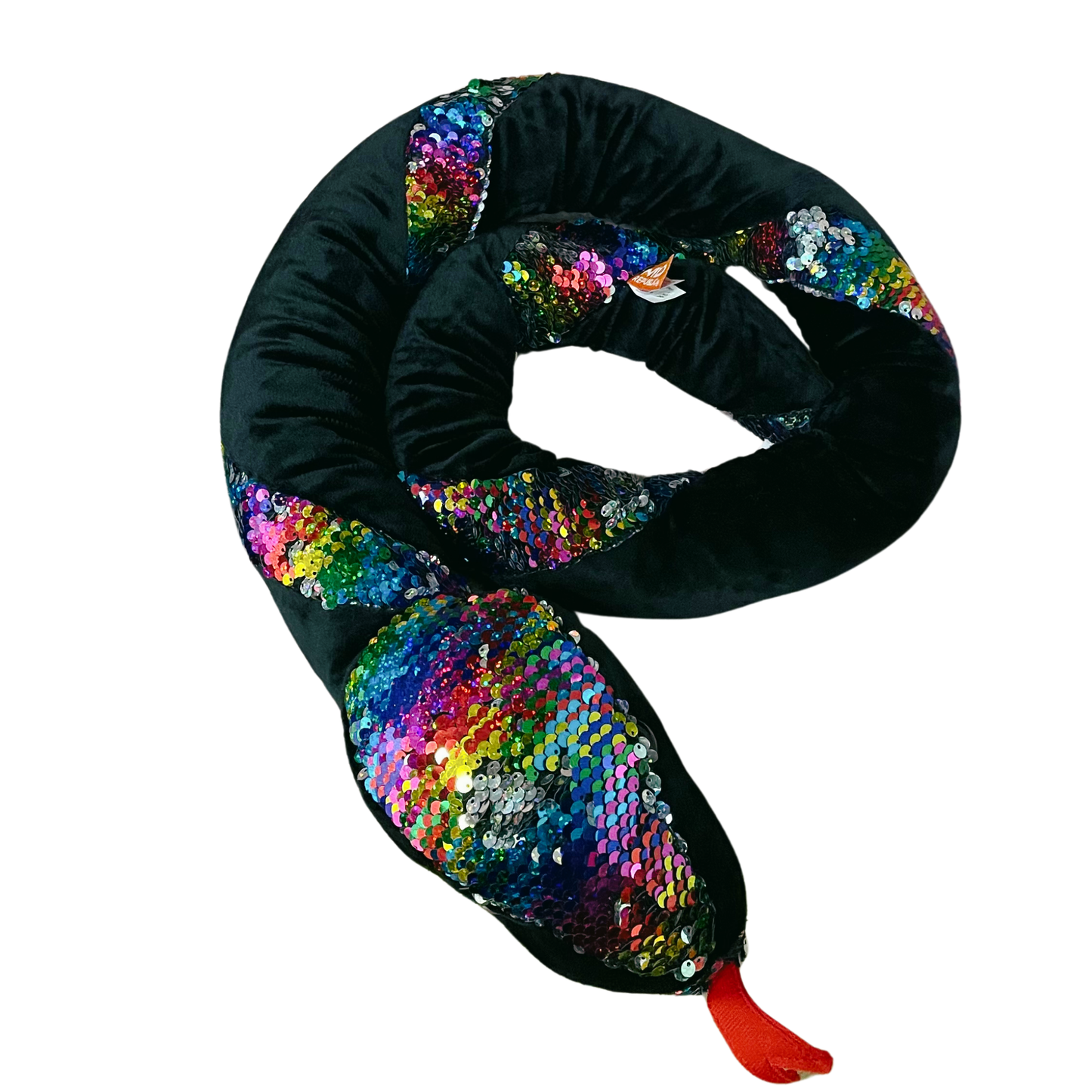 Rainbow Sequin Long Snake Stuffed Animal 54" | 4.5 Foot Long Plush Snake