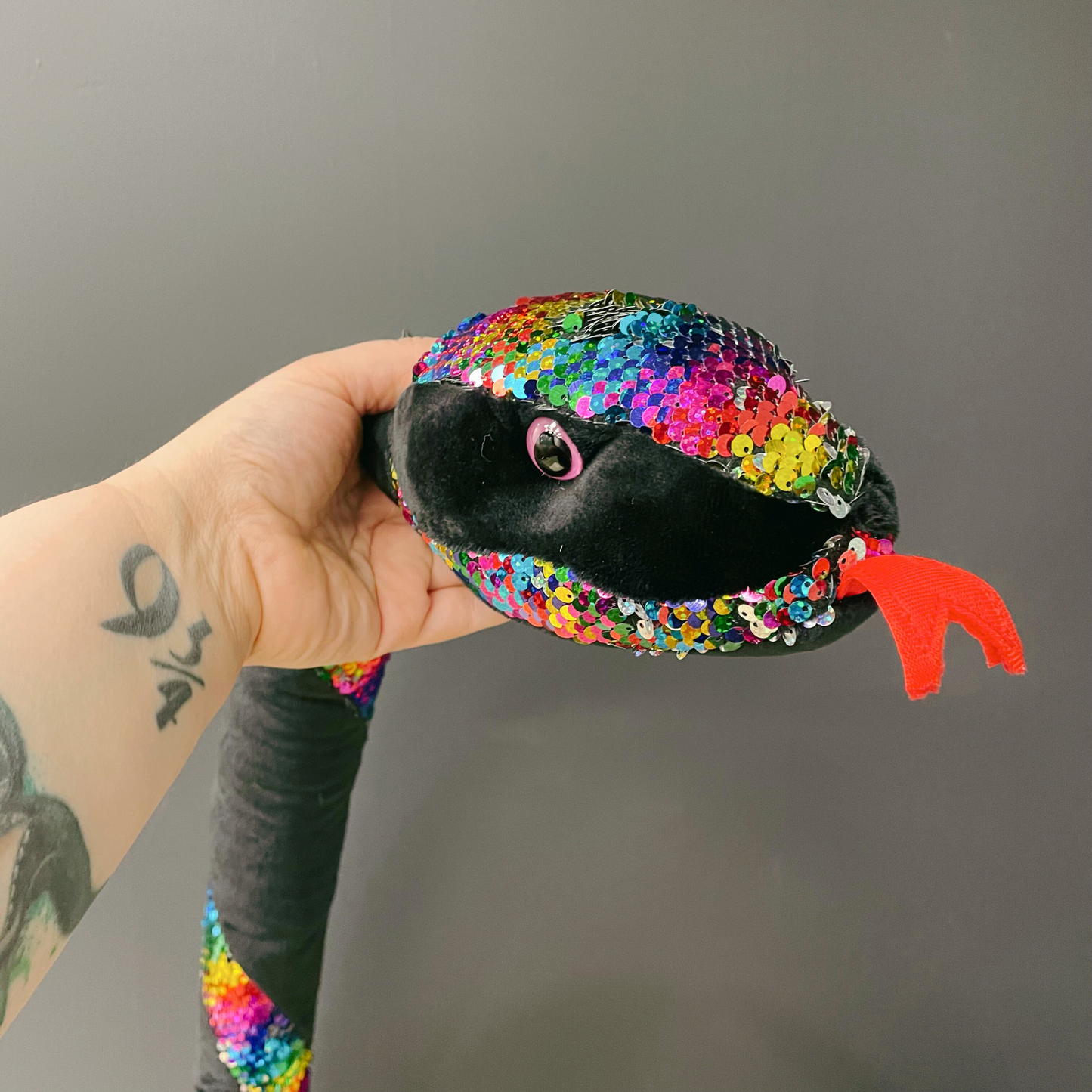 Rainbow Sequin Long Snake Stuffed Animal 54" | 4.5 Foot Long Plush Snake