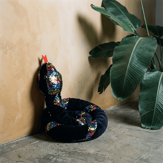 Rainbow Sequin Long Snake Stuffed Animal 54" | 4.5 Foot Long Plush Snake